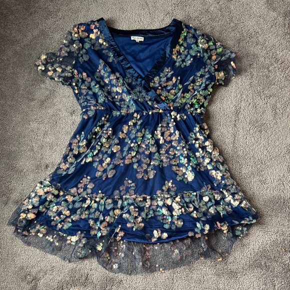 Southern Fried Chics Navy Sequin Dress SIZE 2XL - Picture 1 of 4